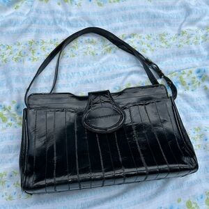 Elegant Black Eelskin Handbag